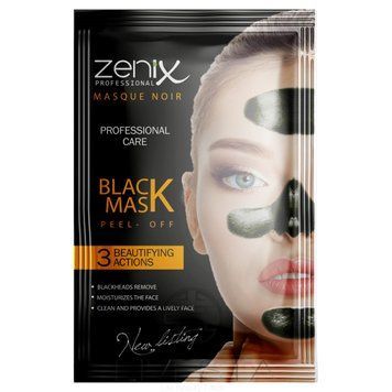 Чорна очищаюча маска-плівка для обличчя з вугіллям Zenix, 15 г 468431 фото