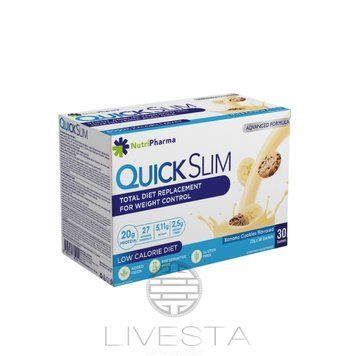 Коктейль Quick Slim "Банан с печеньем", 30 саше по 23 г 470089 фото