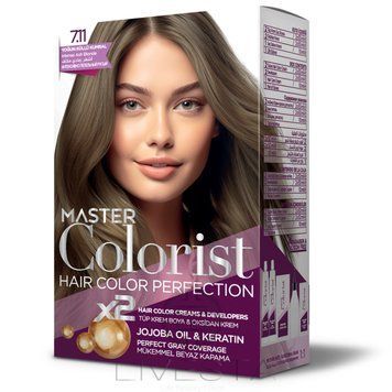 Фарба для волосся Master Colorist 7.11 Інтенсивний попелясто-русий, 2x50 мл+2x50 мл+10 мл 469214 фото